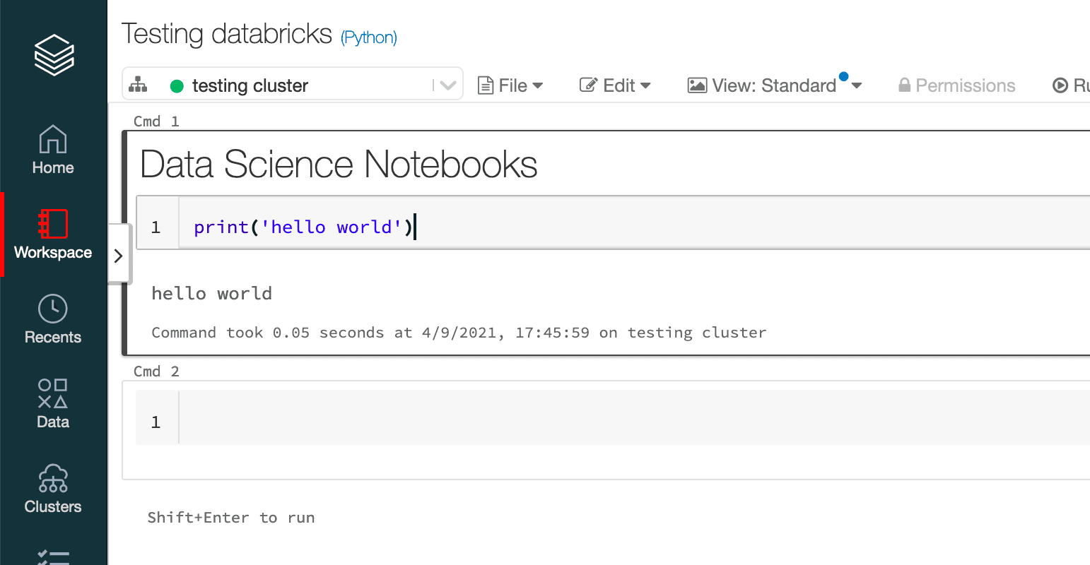 A screenshot of Databricks Notebooks