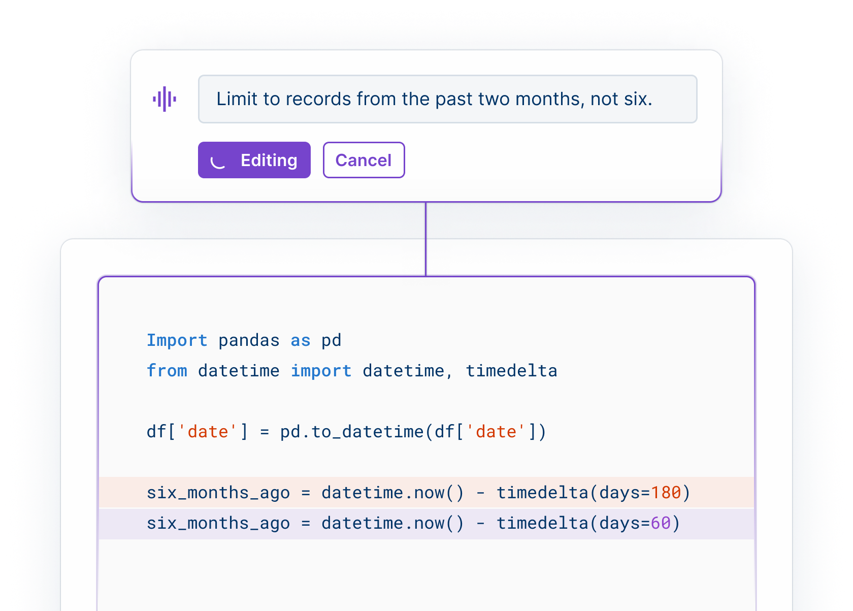 editing the code with AI