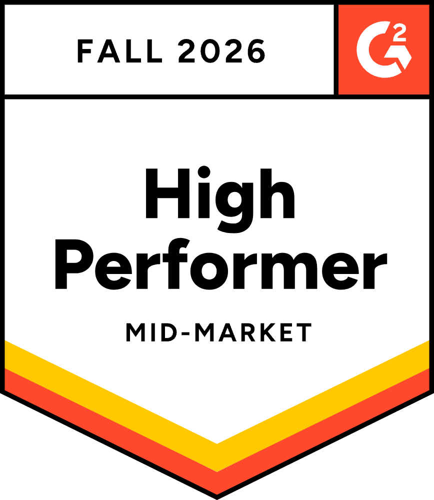G2 Mid-Market High Performer badge