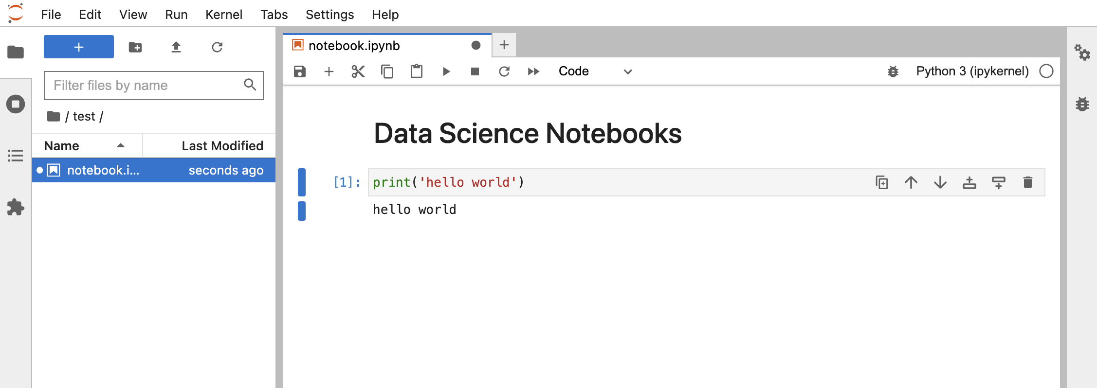 A screenshot of JupyterLab